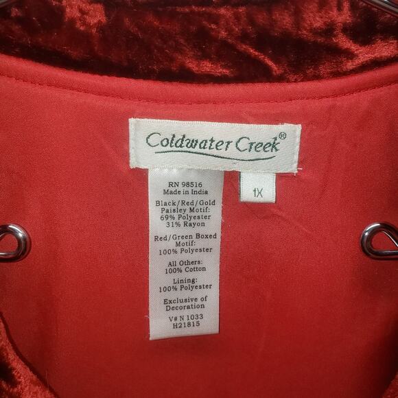 Coldwater Creek Red Paisley Blazer Plus Size 1X Vintage Boho Festival Heritage - Picture 4 of 11